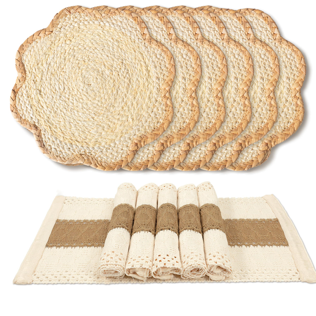 Stylave caminos de mesa macramé protegen la superficie y añaden textura.