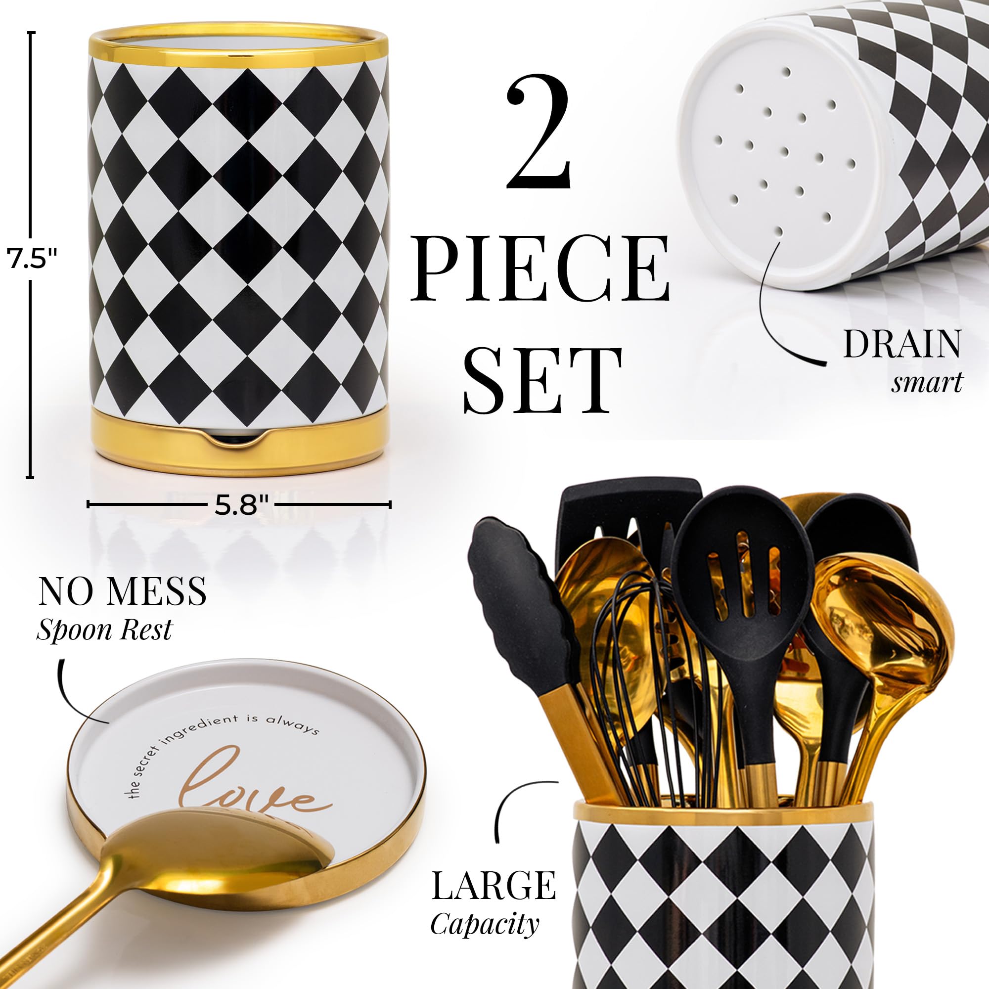 Combinacion STYLED SETTINGS con utensilios dorados para un look glam