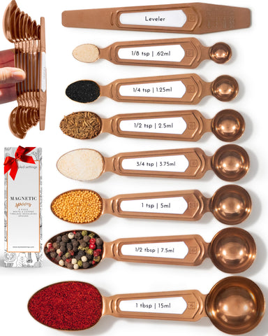STYLED SETTINGS cucharas medidoras de cobre con nivel para precisión en horneado