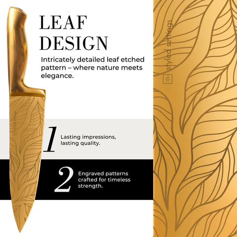 Cuchillo de chef dorado STYLED SETTINGS con mango ergonómico para uso diario