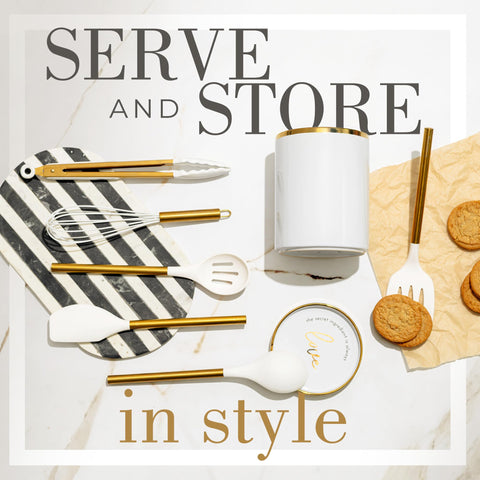 Espátula con medidas STYLED SETTINGS en dorado para control preciso durante cocción