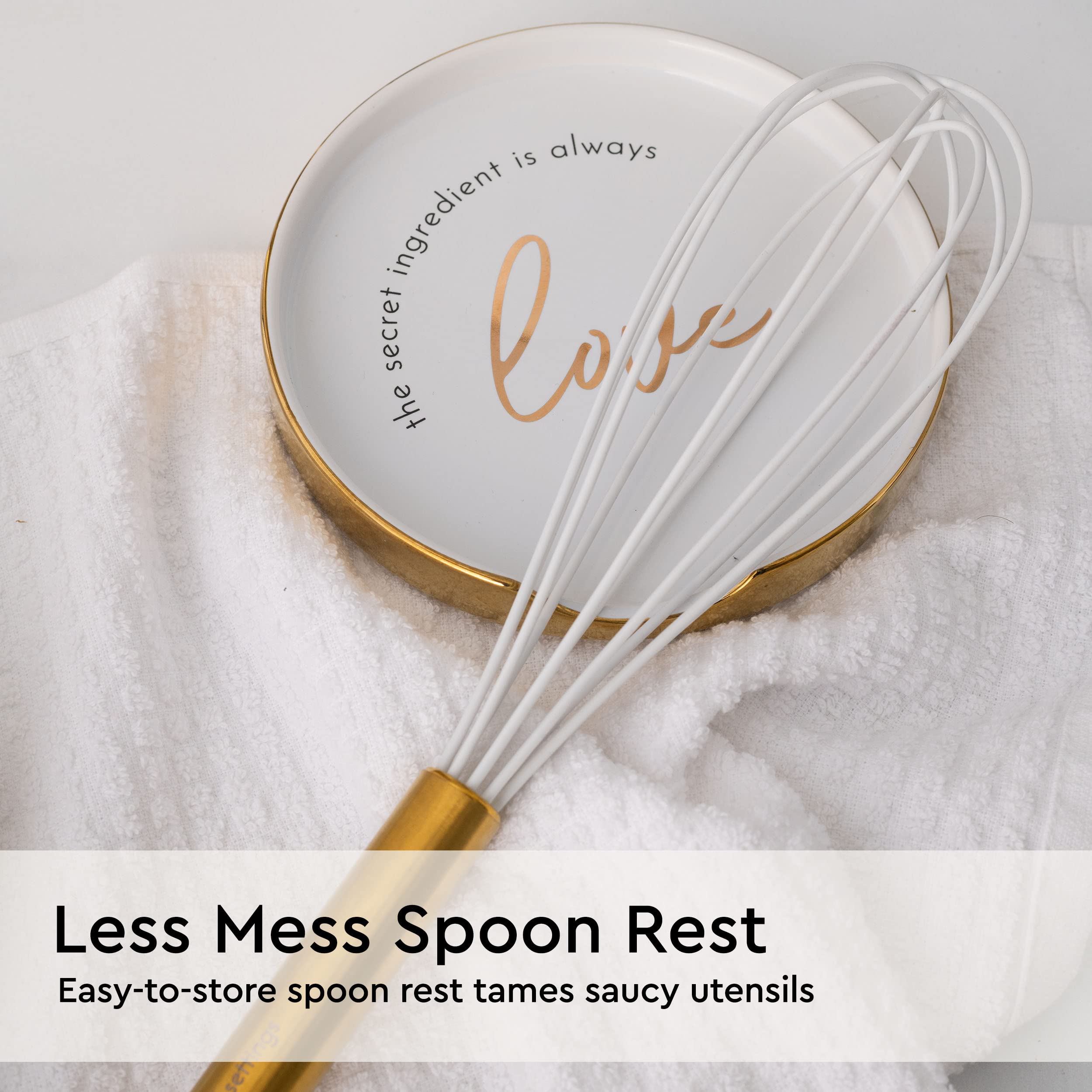Organizador de cocina blanco-oro amplio para encimera ordenada