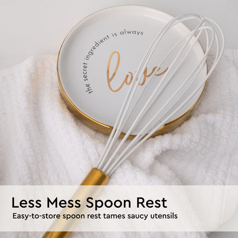 Organizador de cocina blanco-oro amplio para encimera ordenada