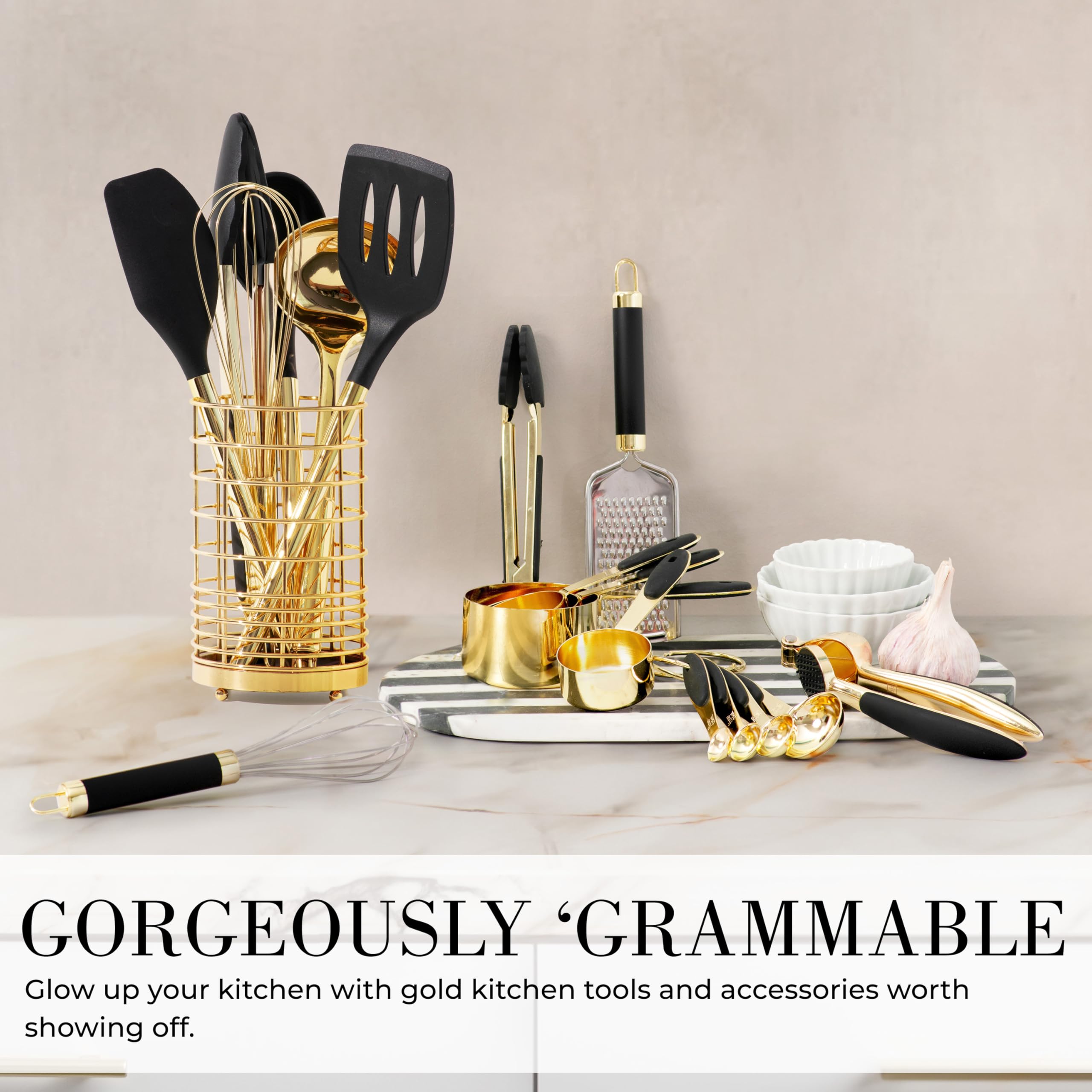 STYLED SETTINGS organizador negro dorado para encimeras ordenadas