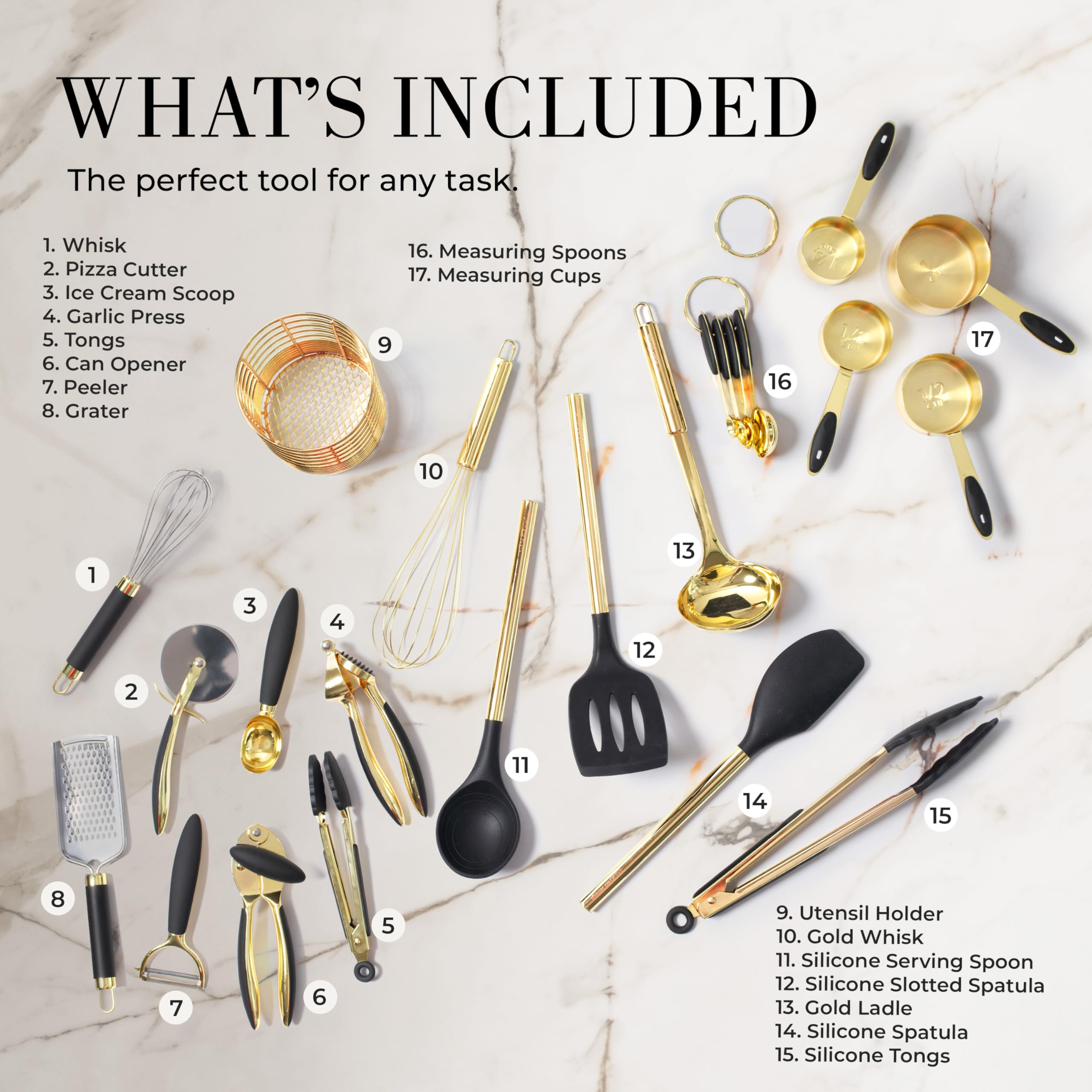 STYLED SETTINGS tazas medidoras doradas para medir con precisión en recetas