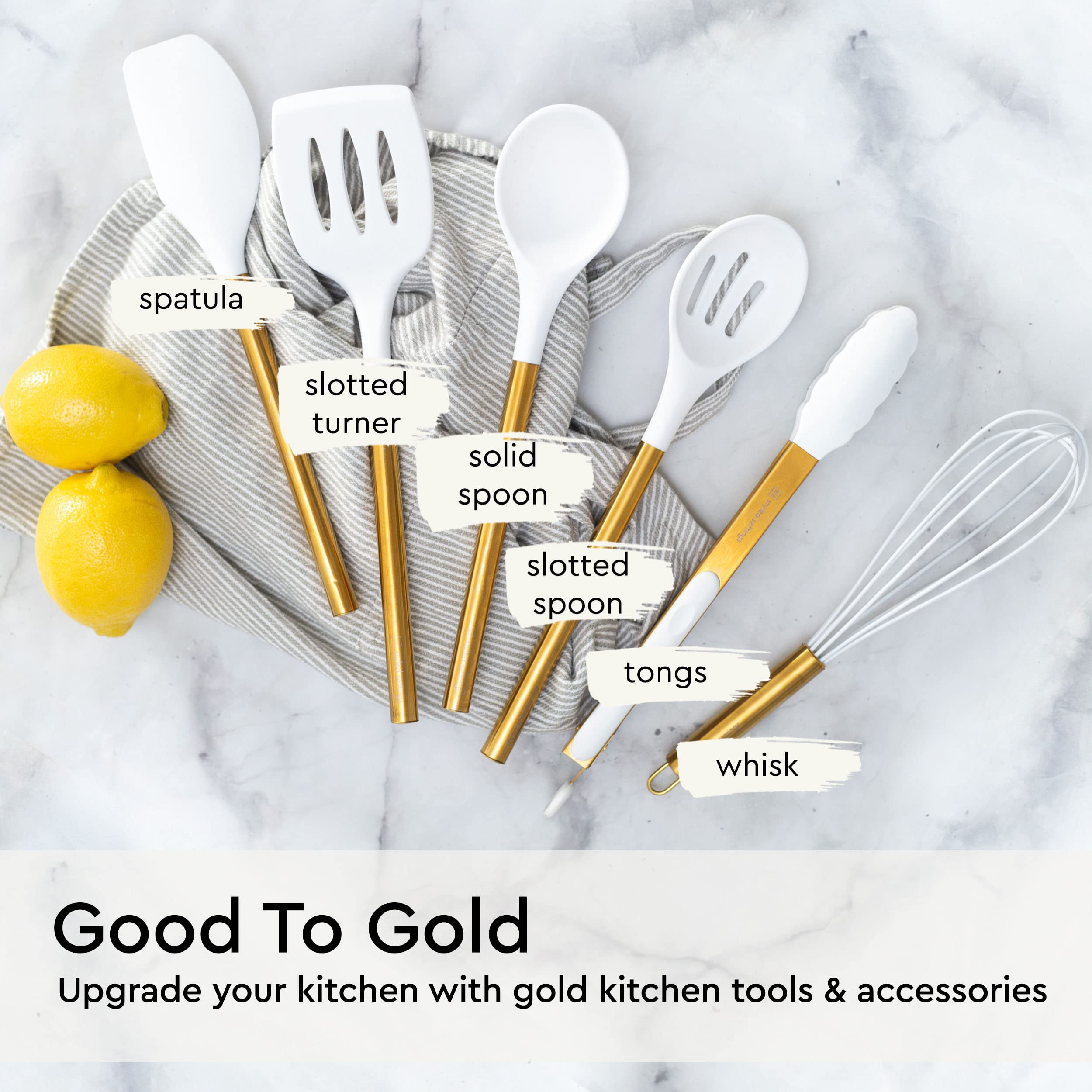 STYLED SETTINGS utensilios dorados para uso diario en la cocina