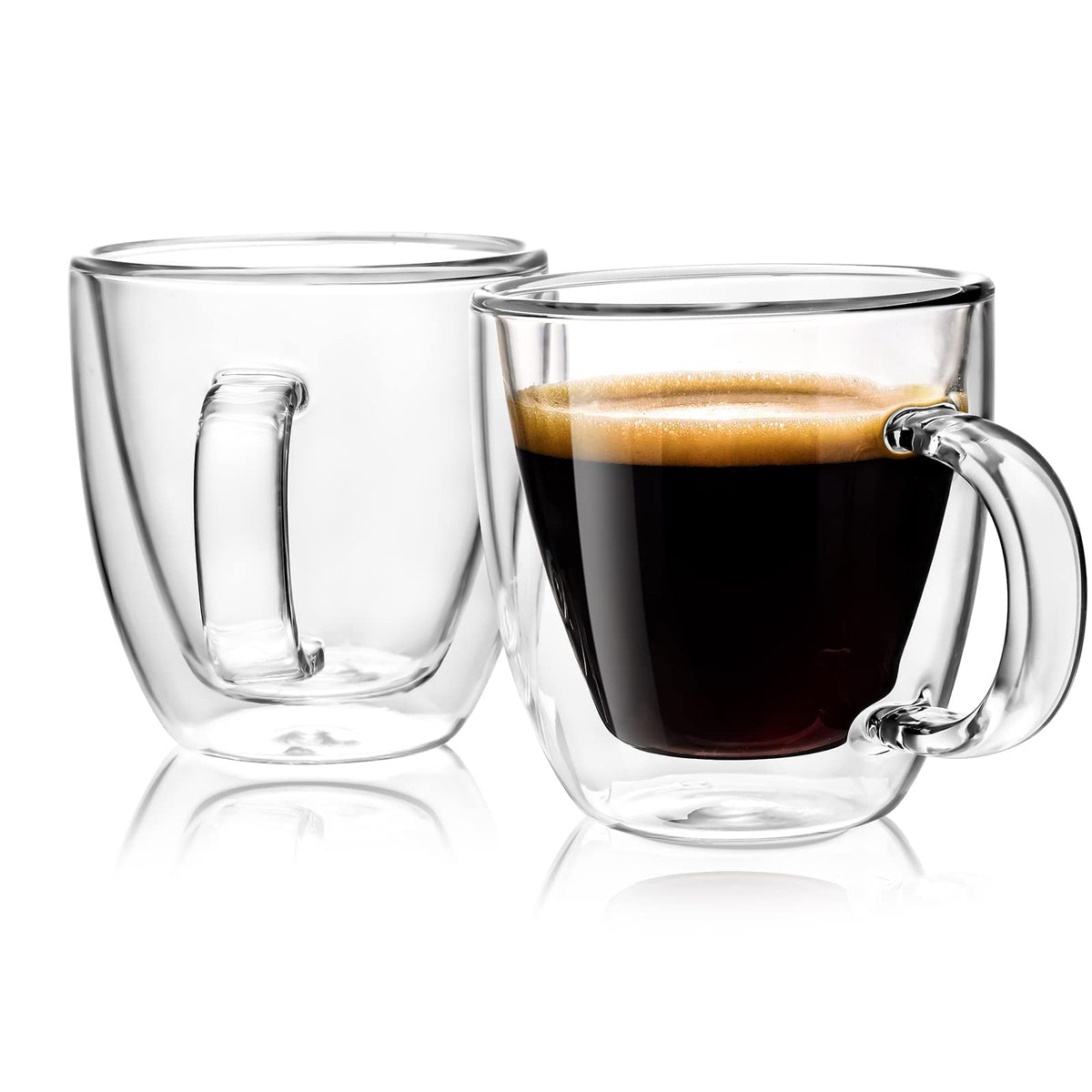 Stylusella tazas de cafe de vidrio con doble pared para beber sin quemarse.