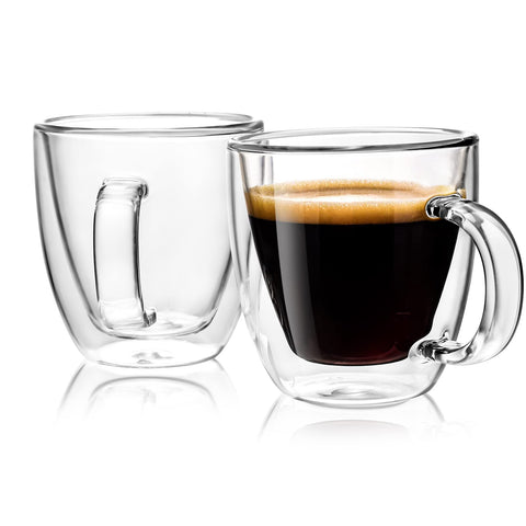 Stylusella tazas de cafe de vidrio con doble pared para beber sin quemarse.