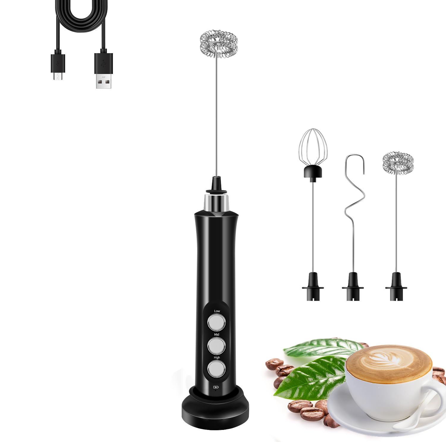 Styuanmmy batidor leche recargable, espuma cremosa para tu café