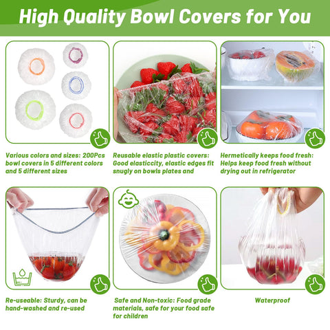 Sublaga tapas elásticas para tazones verde, variedad de tallas para recipientes.