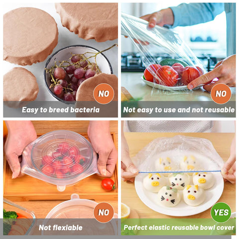 Sublaga tapas de plástico reutilizables (200 piezas) para cubrir y almacenar.