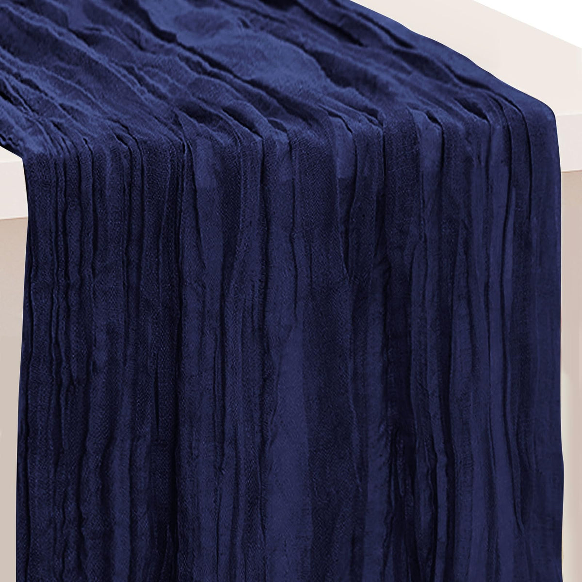 SuBleer camino de mesa gasa azul marino, 35x120 pulgadas, estilo elegante