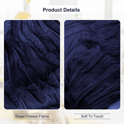 SuBleer camino de mesa gasa azul marino para bodas, ambiente refinado