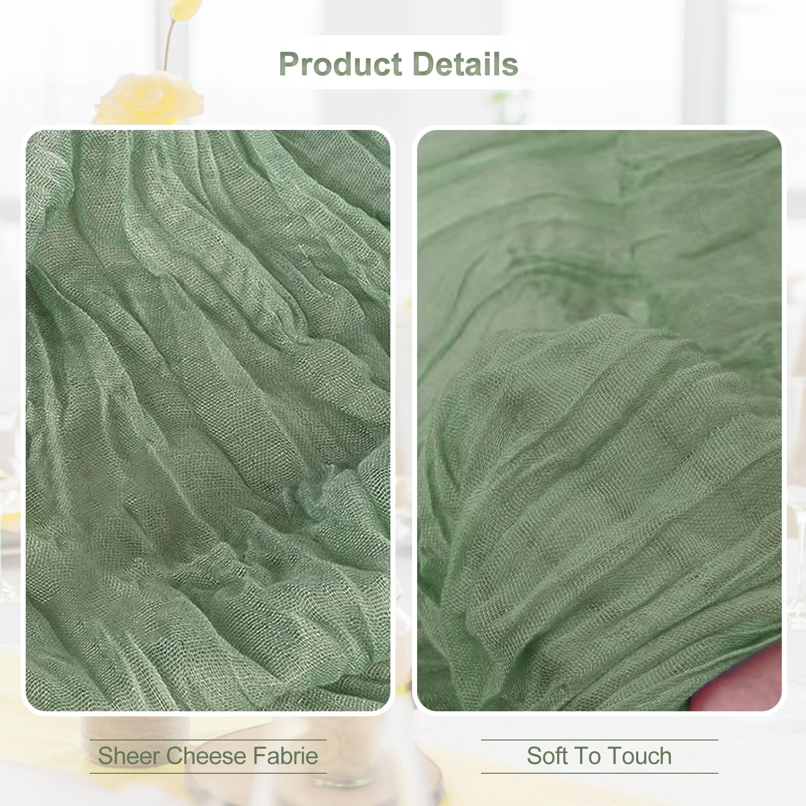 Textura suave del camino de mesa SuBleer salvia en primer plano