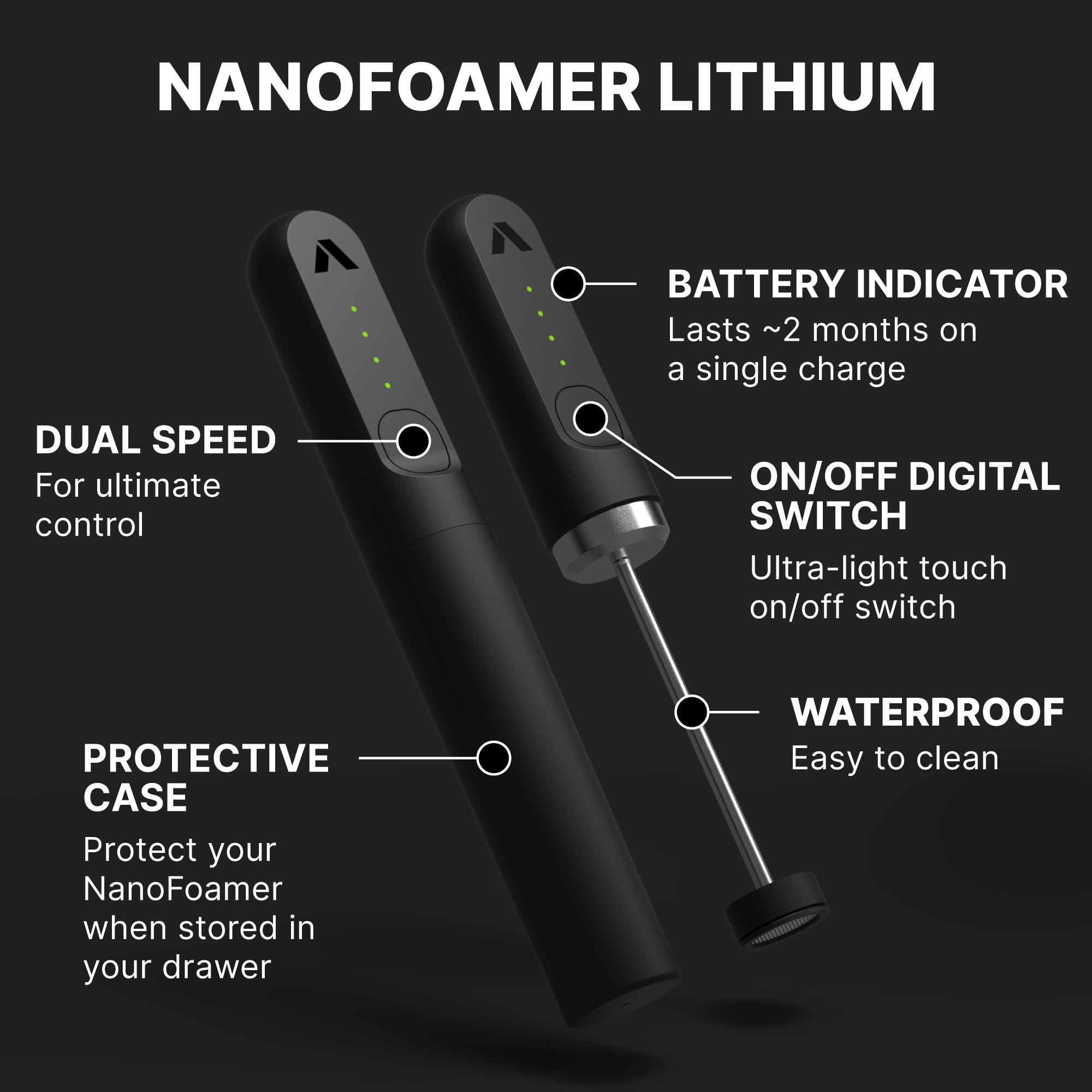 Subminimal NanoFoamer con cuerpo de acero inoxidable para durabilidad diaria.