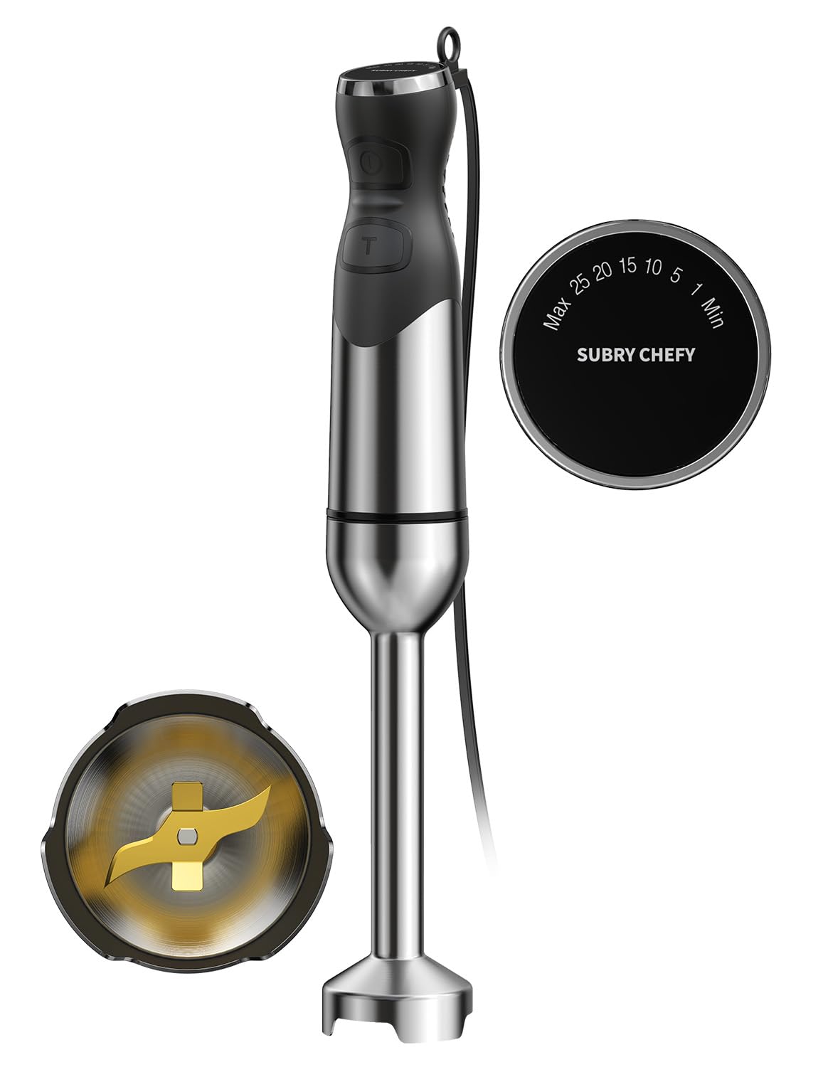 Subry Chefy batidora de inmersión con mango ergonómico para batidos suaves