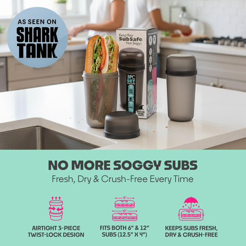 SubSafe cierre twist para sándwich, evita derrames y mantiene contenido seco.
