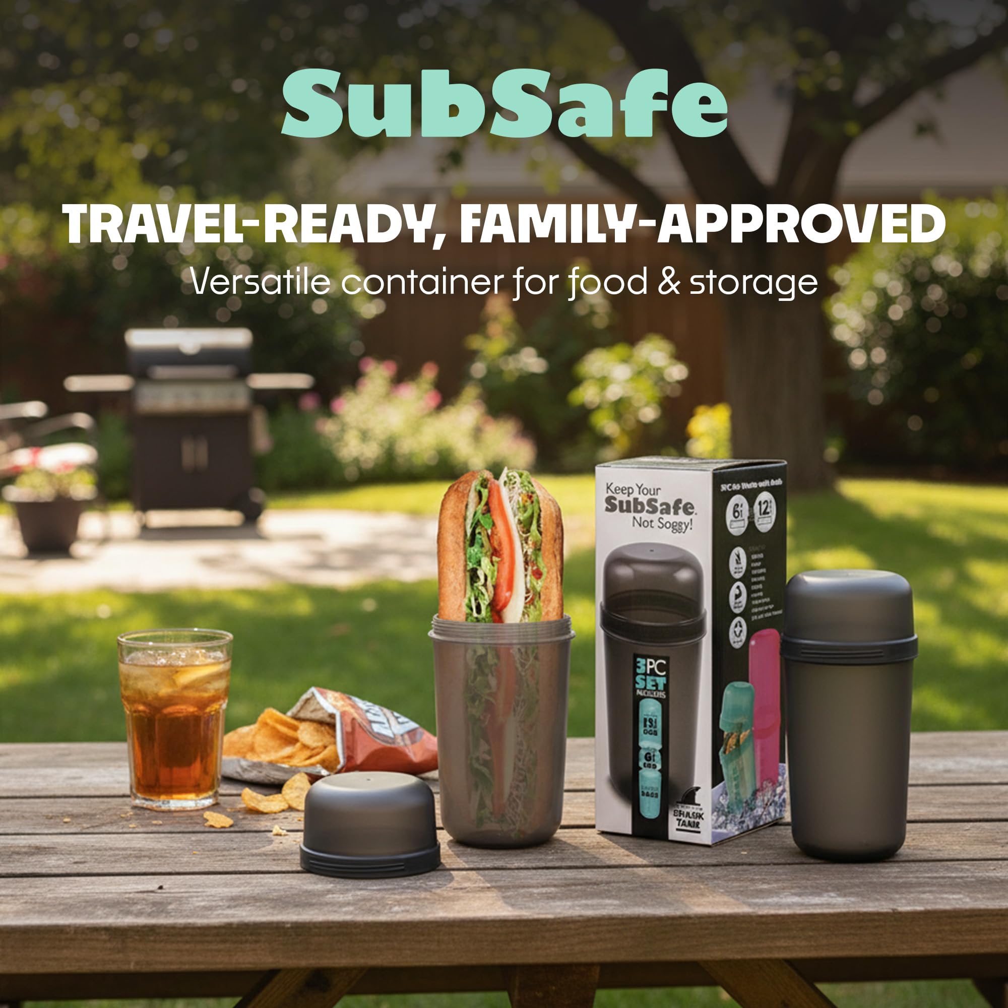 SubSafe 12 pulgadas puede transportar botella de vino, útil para picnic.