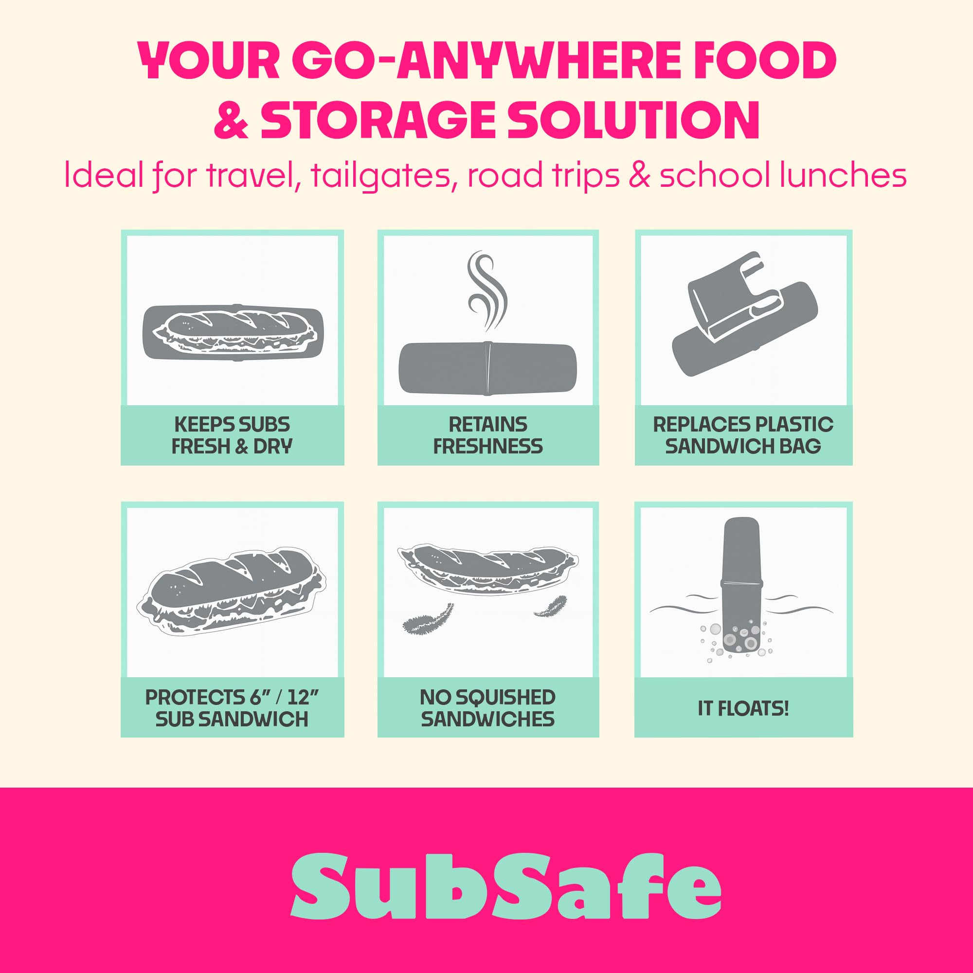SubSafe sin BPA y lavable en lavavajillas para uso reutilizable.