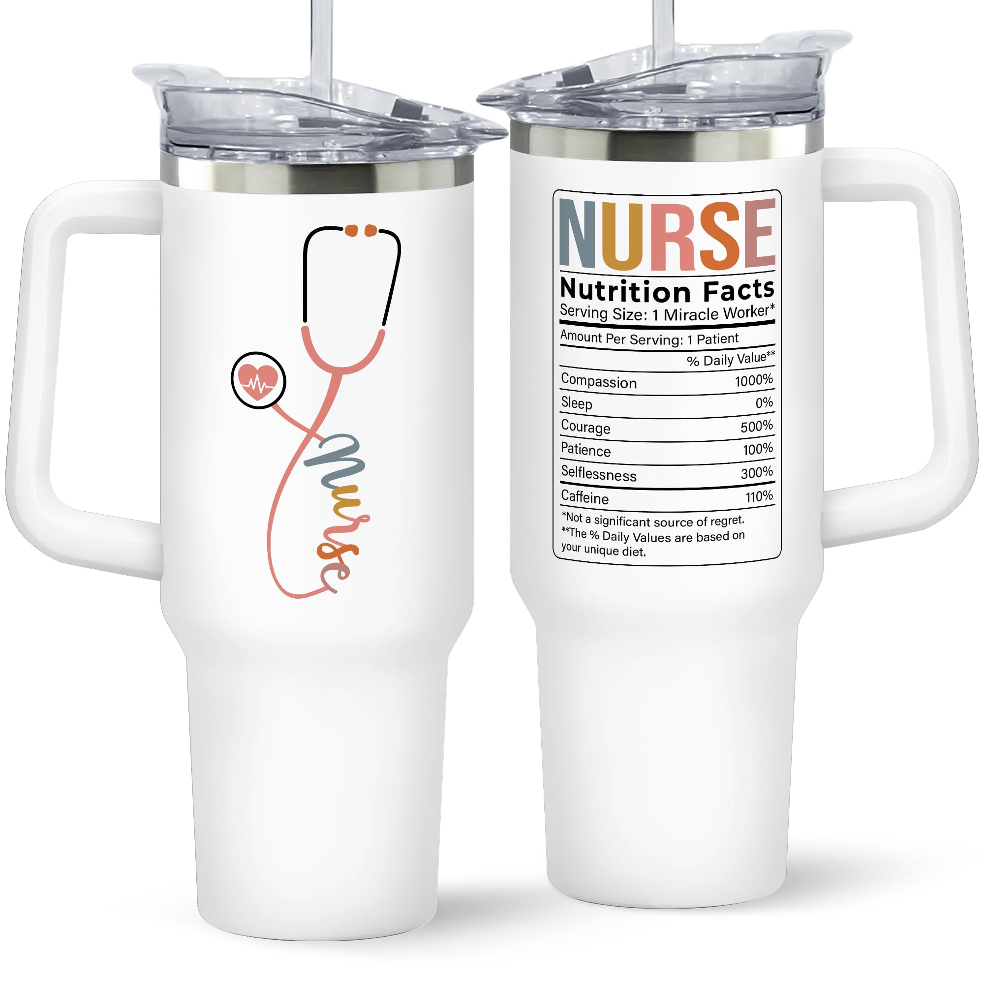 Taza SUCHAGIFT para enfermera 40oz, resistente para uso diario.