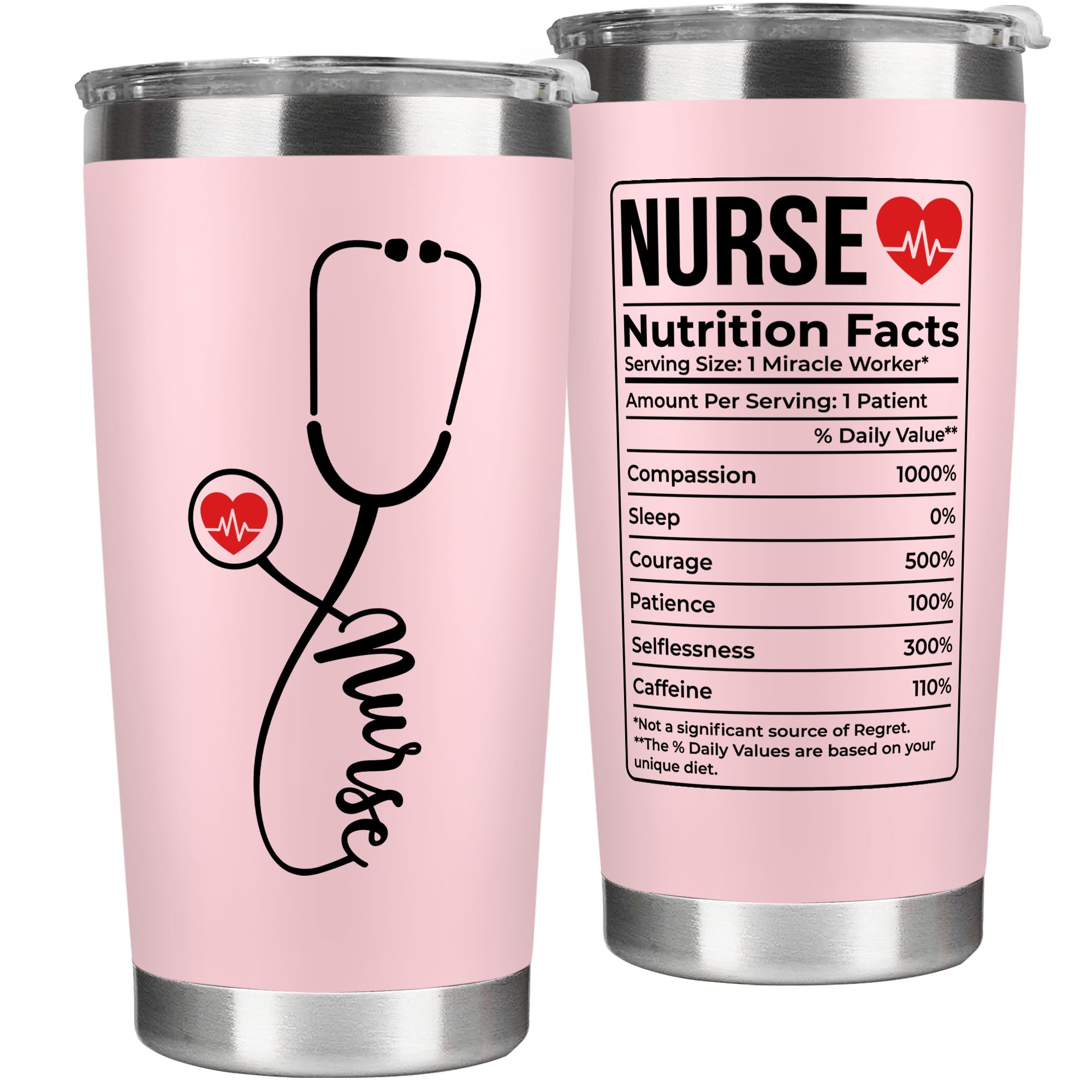 Suchagift tumbler enfermera rosa 20oz, ideal para regalos y uso diario.