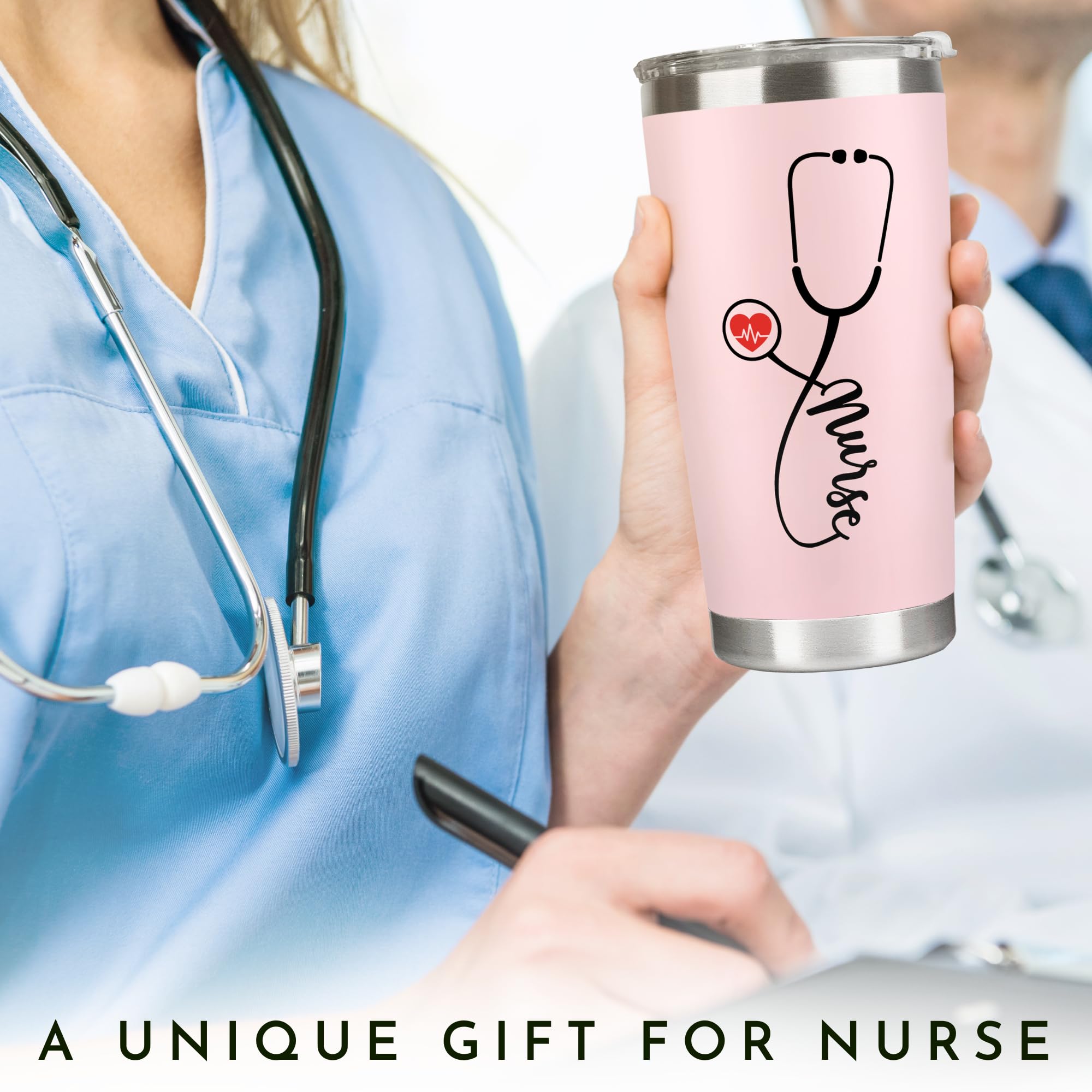 Suchagift tumbler enfermera rosa 20oz, cabe en la mayoría de portavasos.