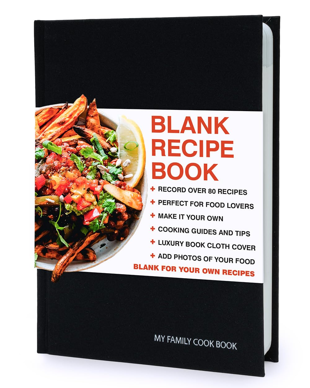 Suck UK My Family Cookbook en portada dura negra, ideal para conservar recetas familiares.