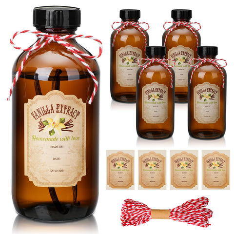 Botellas ambar 8oz de Suclain para vainilla, almacenamiento elegante y protegido.