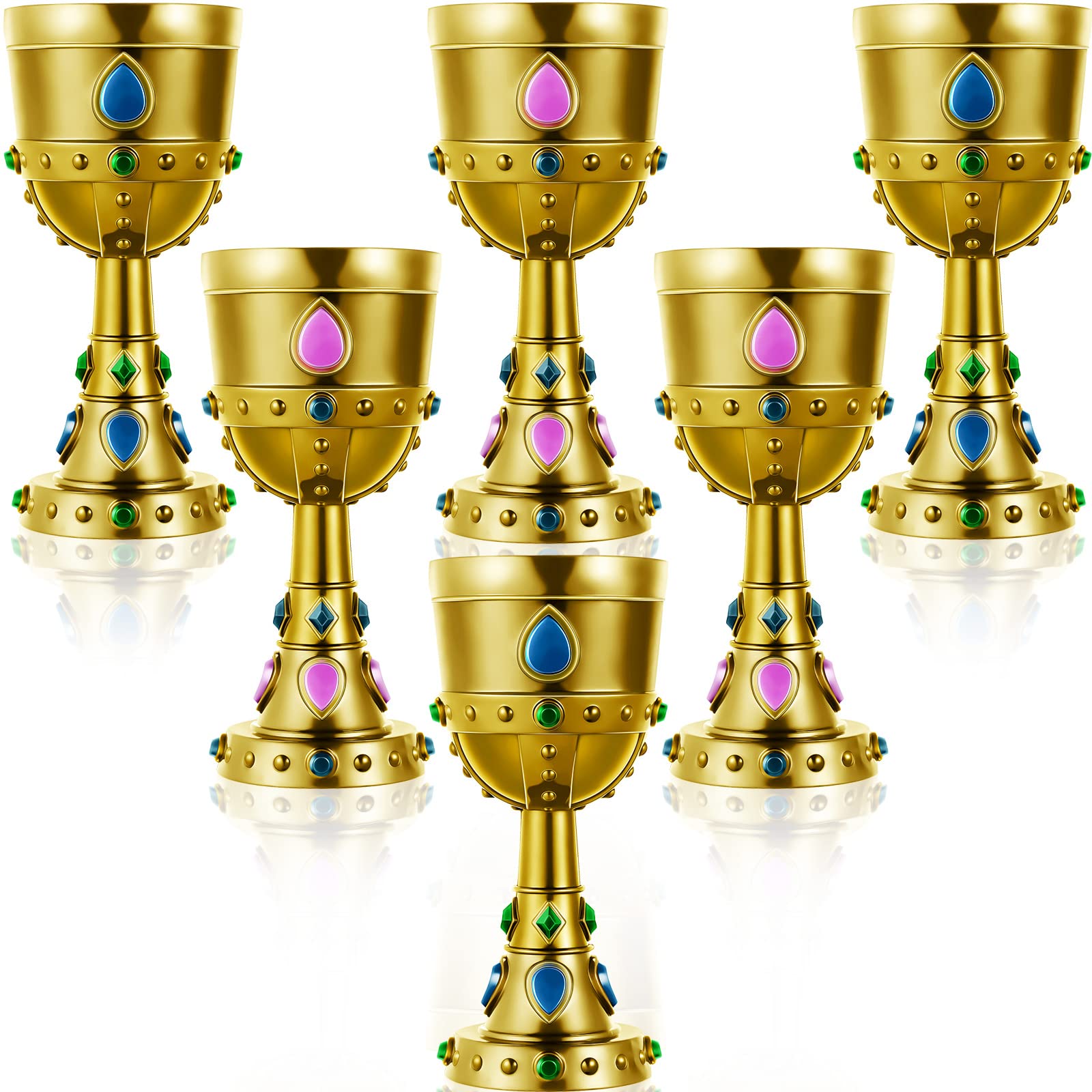 Suclain copa corona medieval dorada, ideal para ceremonias y decoración de mesa.