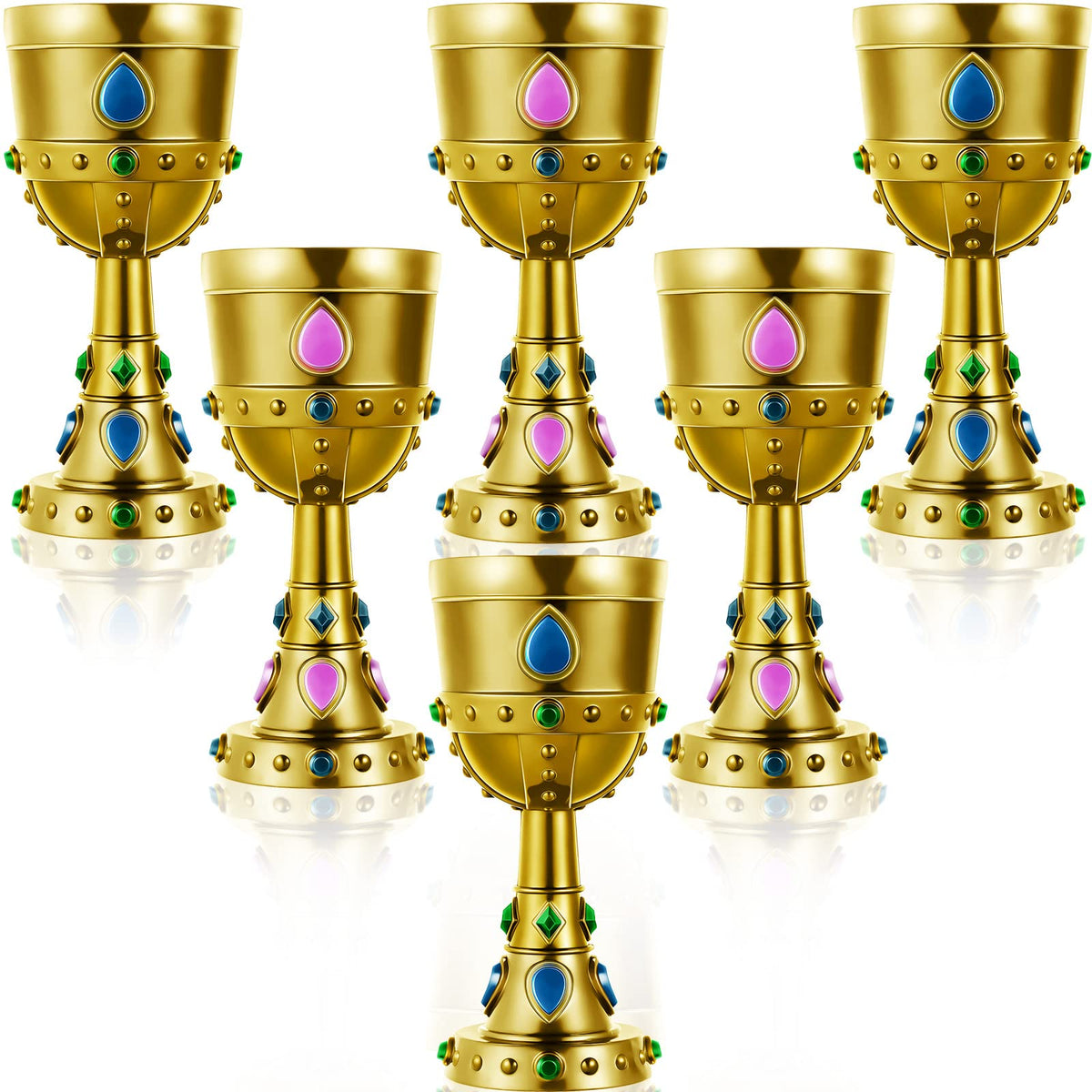 Suclain copa corona medieval dorada, ideal para ceremonias y decoración de mesa.