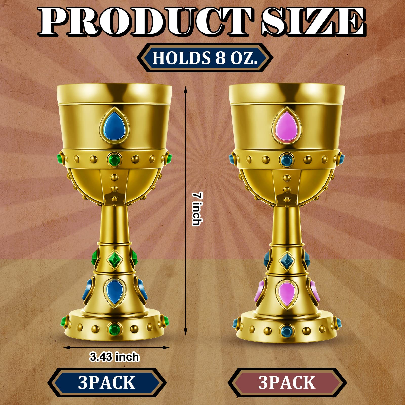 Suclain copa corona medieval dorada, perfecta para brindis y decoración de bares caseros.