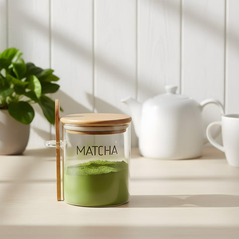 Cuchara de madera Suclain acompaña al frasco para medir y servir.
