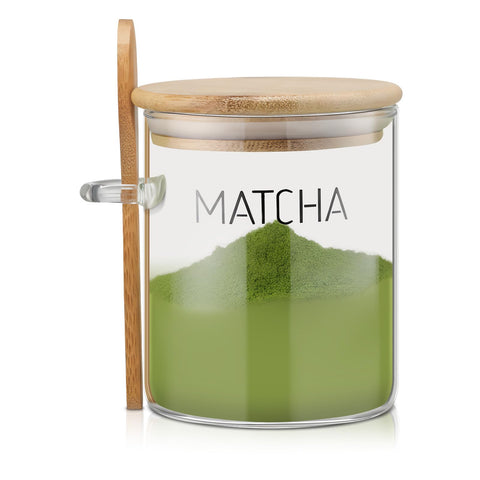 Suclain frasco de vidrio 15 oz para matcha con tapa hermética, mantiene la frescura.
