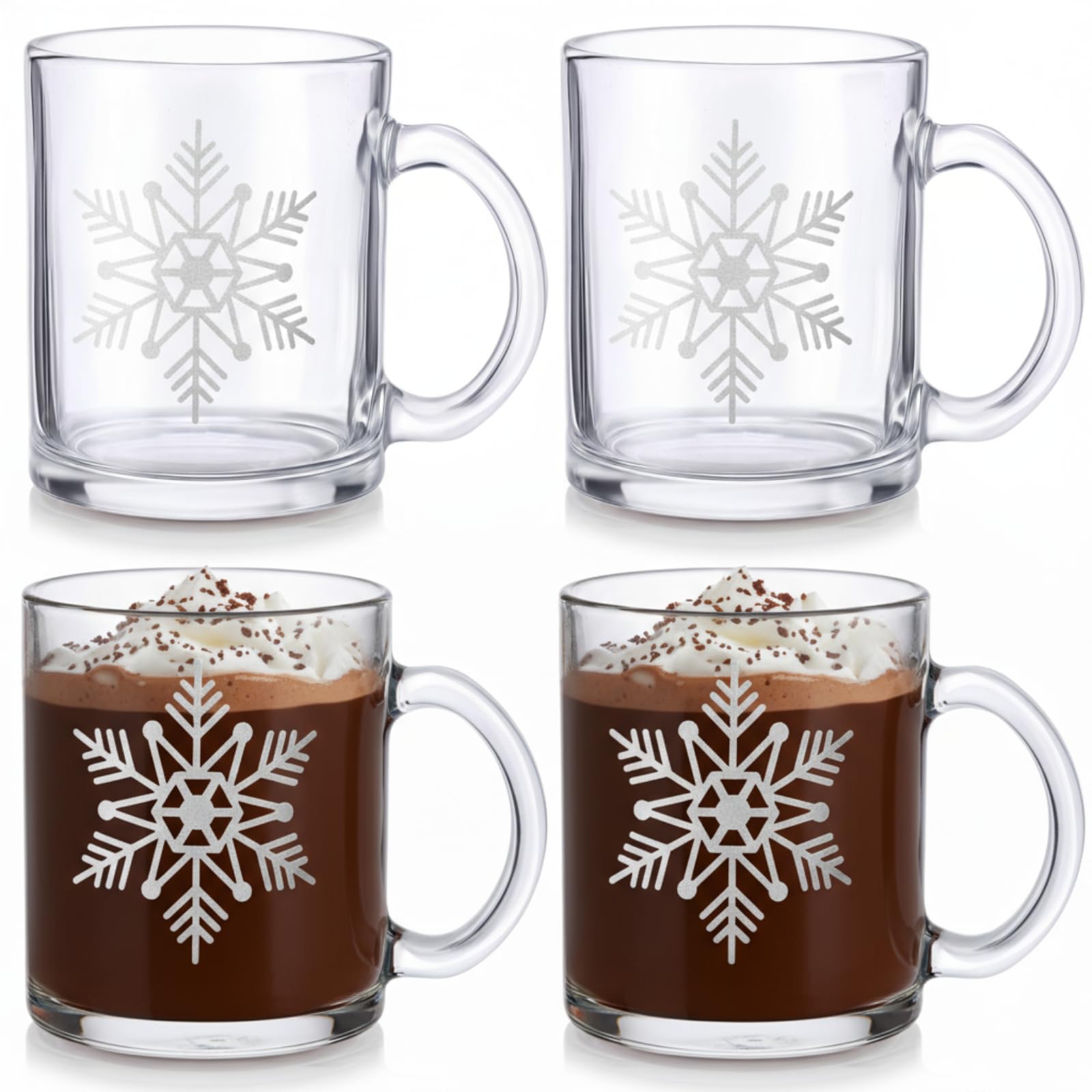 Jarras Suclain de cristal con copos de nieve, juego de 4 para bebidas diarias.