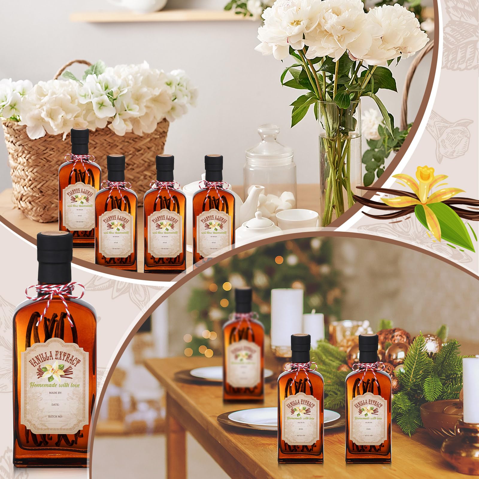 Presentación navideña elegante con botellas Suclain para regalo.