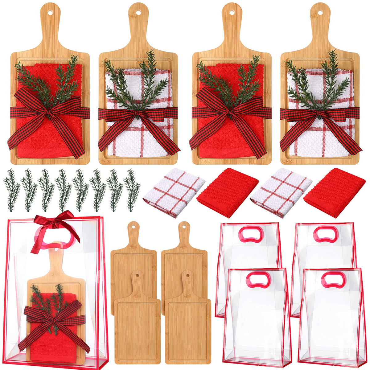 Tablas de queso de bambú Suclain para presentar aperitivos con estilo navideño