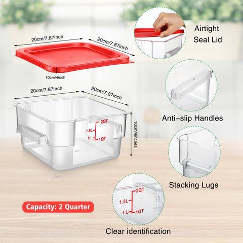 Suclain contenedor con tapa roja para sellado higiénico y protección.