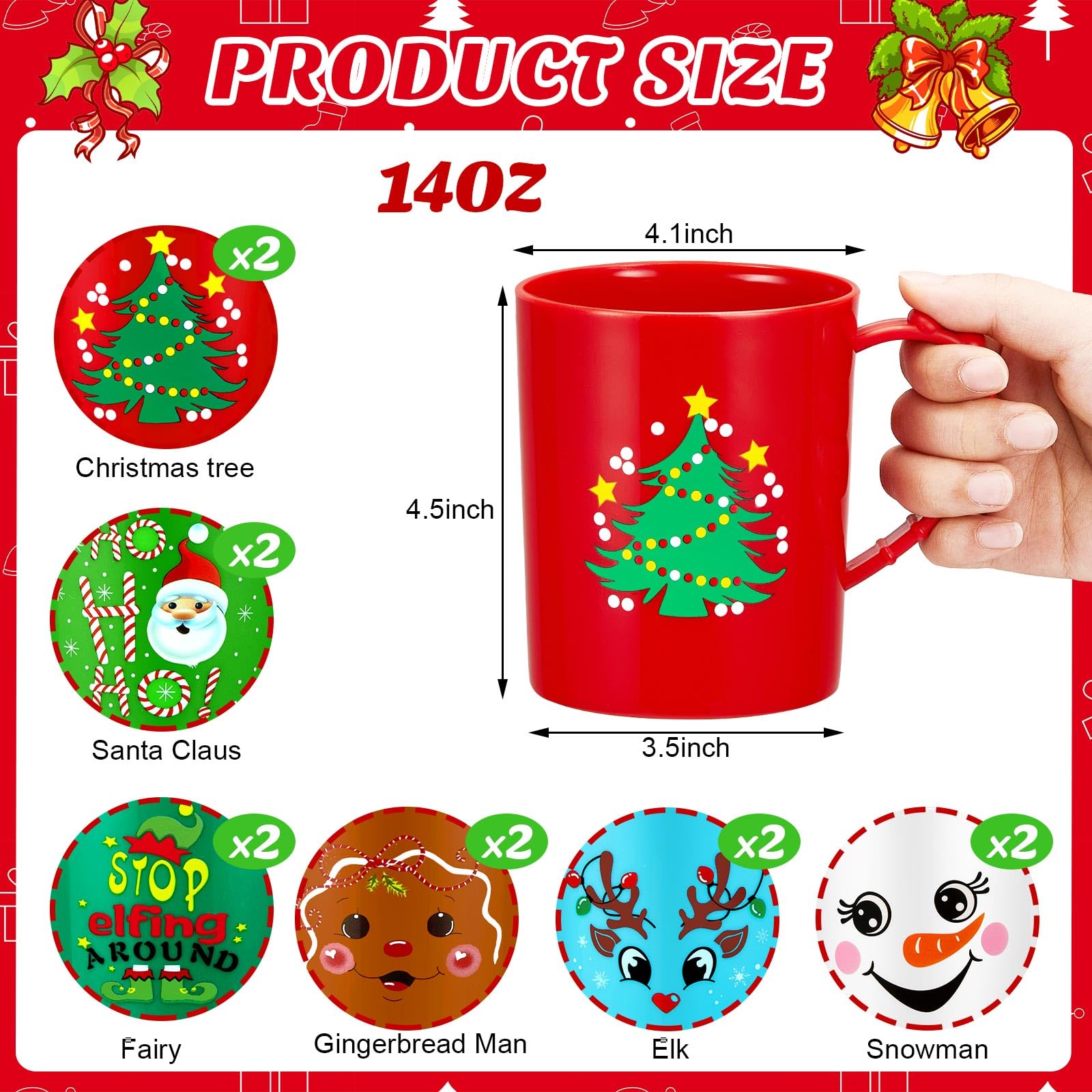 Taza Suclain muneco-nieve 15oz, perfecta para chocolate caliente