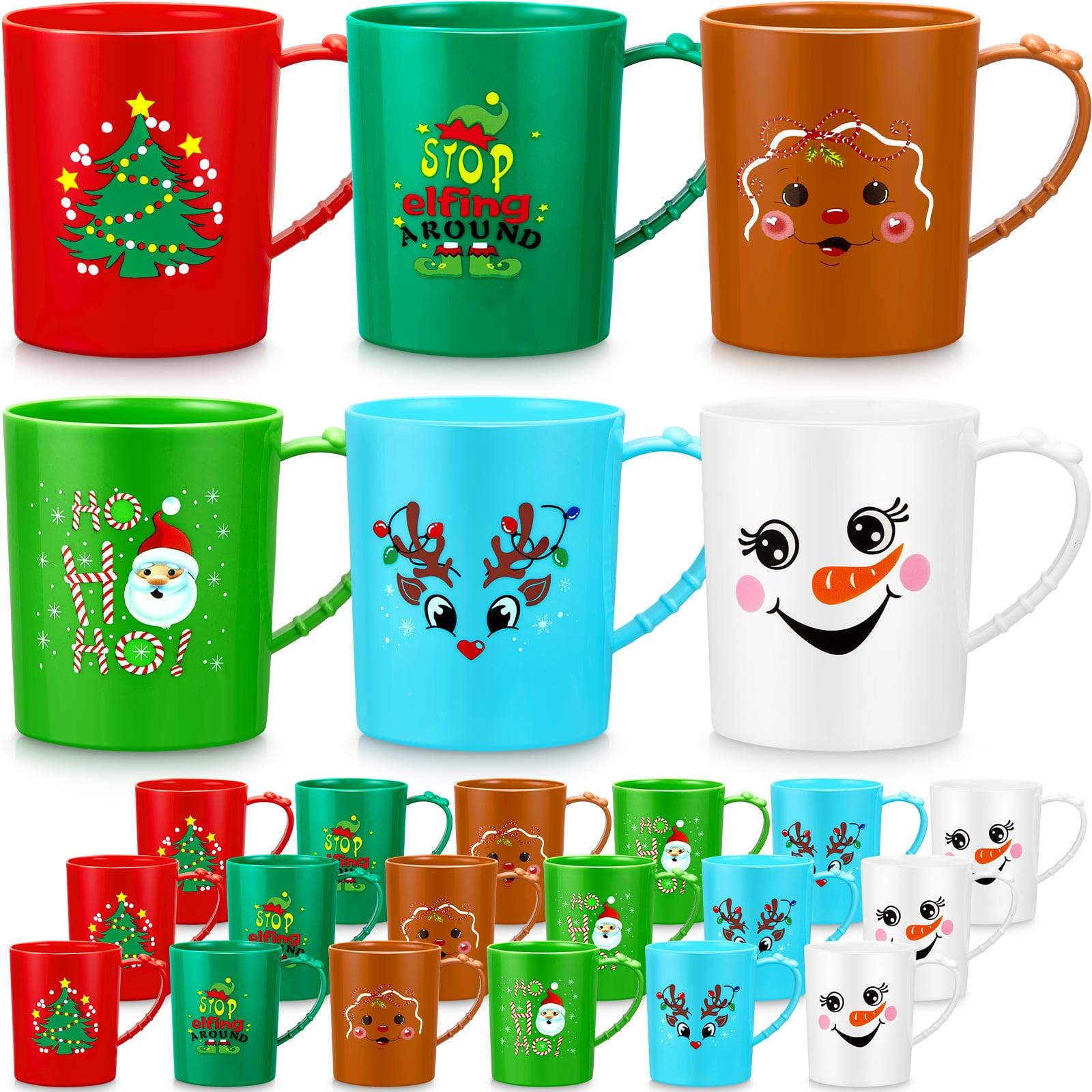 Suclain tazas plásticas con diseño de Santa, perfectas para fiestas festivas en casa