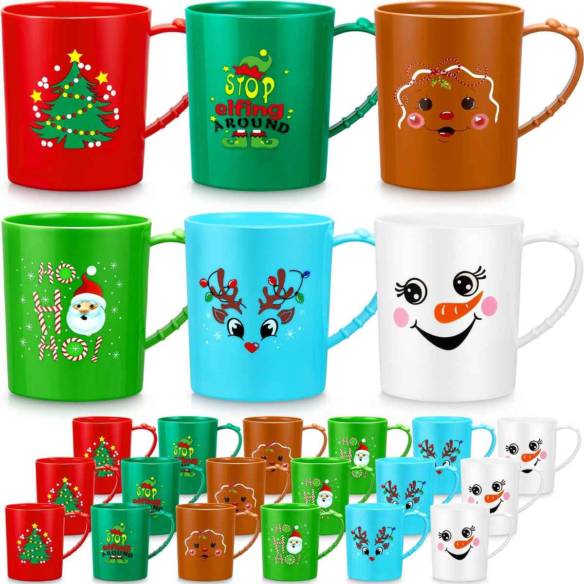 Suclain tazas plásticas con diseño de Santa, perfectas para fiestas festivas en casa