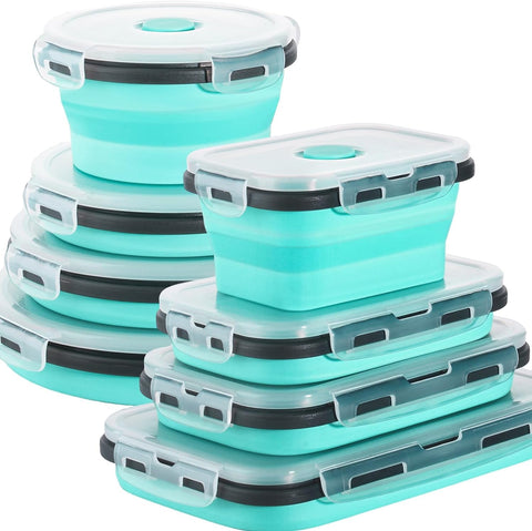 Sudaya 16 Pack Contenedores colapsables con tapas, ideal para ordenar comidas en casa o de viaje.