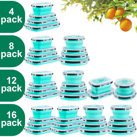 Sudaya Contenedores colapsables rectangulares, espacio eficiente para guardar alimentos en vehiculos recreativos y mochilas.