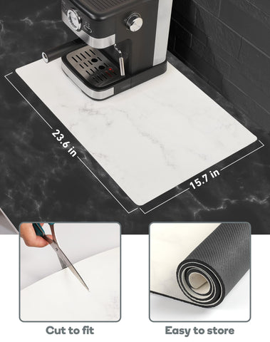 Alfombra amplia para barra de café, seca tazas y utensilios con estilo.