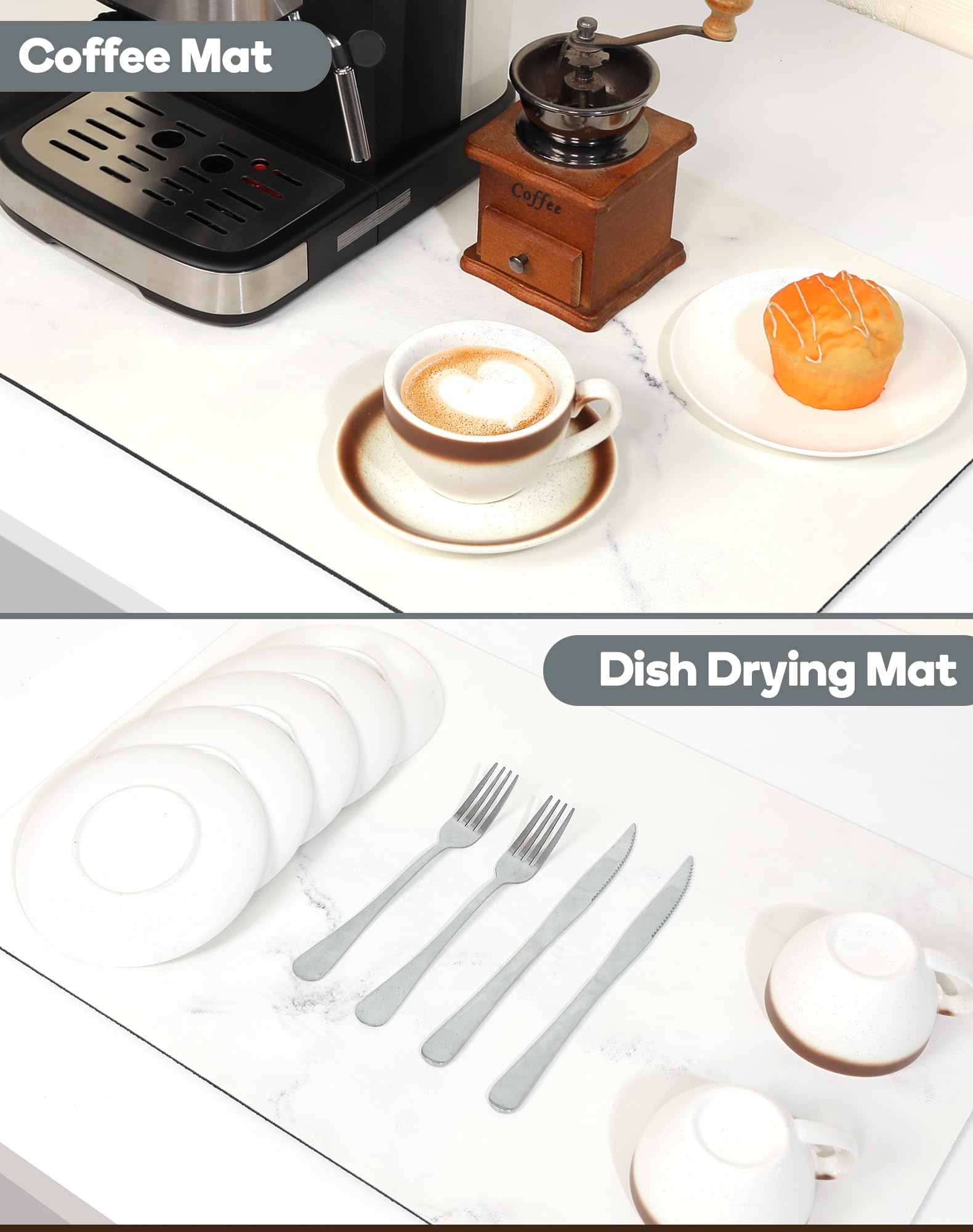 Diseño estilo mármol blanco SUEH DESIGN, añade elegancia a la barra de café.