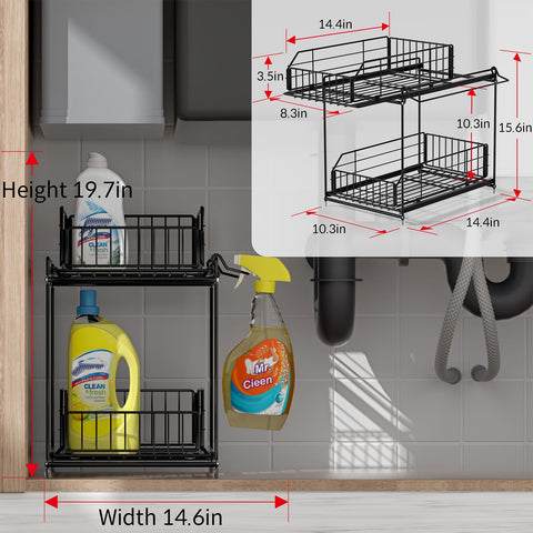 SUEH DESIGN cajones deslizantes bajo fregadero que facilitan el acceso.