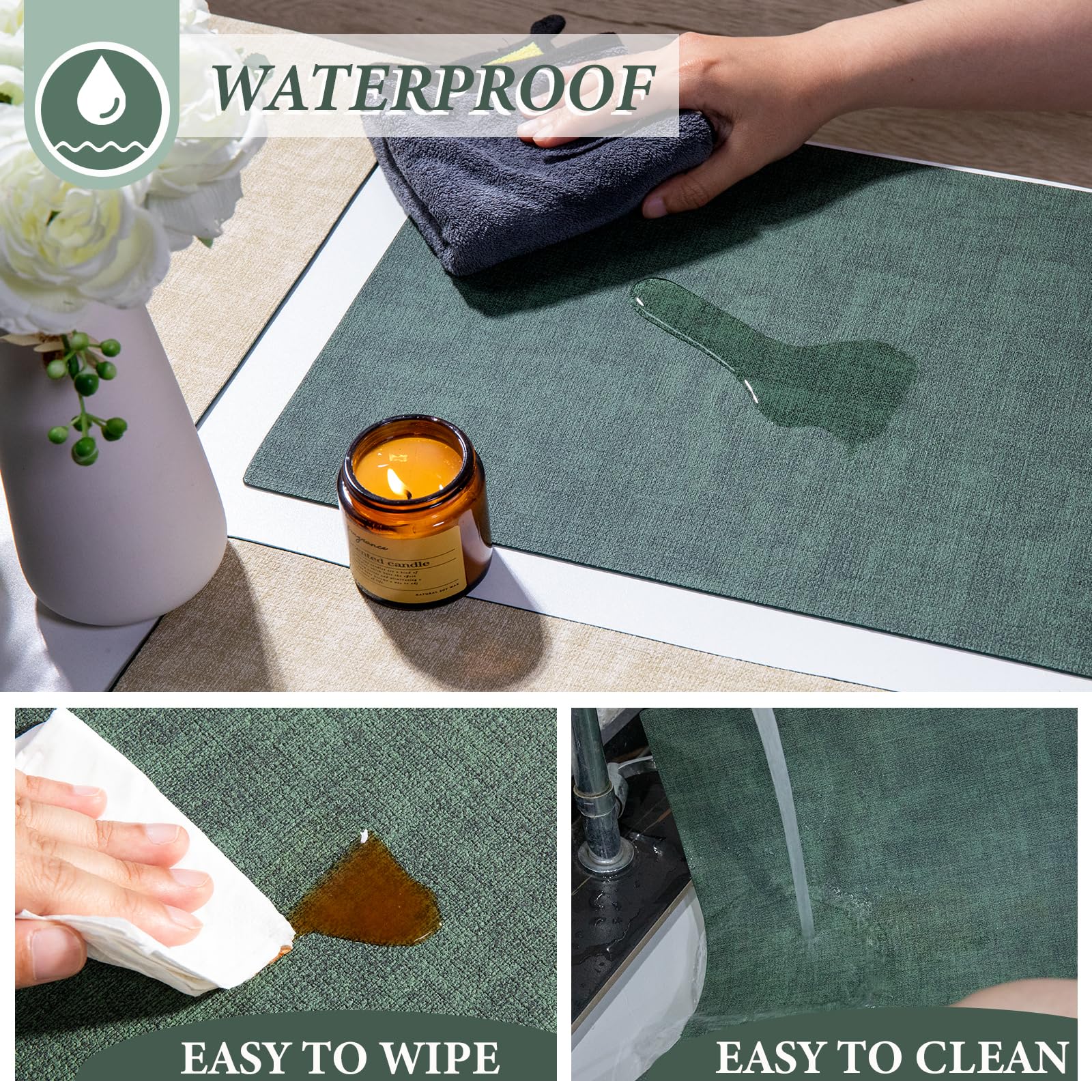 Mantel SUEH DESIGN, superficie resistente al agua para derrames comunes