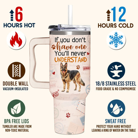 SUFAVN Tumbler con diseño de Pastor Alemán detalle cautivador.