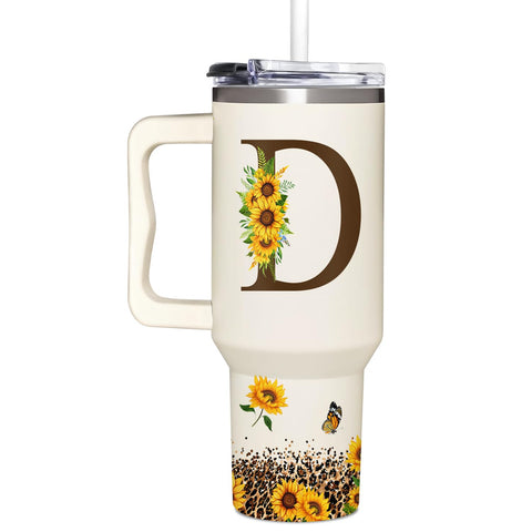 SUFAVN vaso termico monogramado girasoles 40oz, regalo personalizado elegante