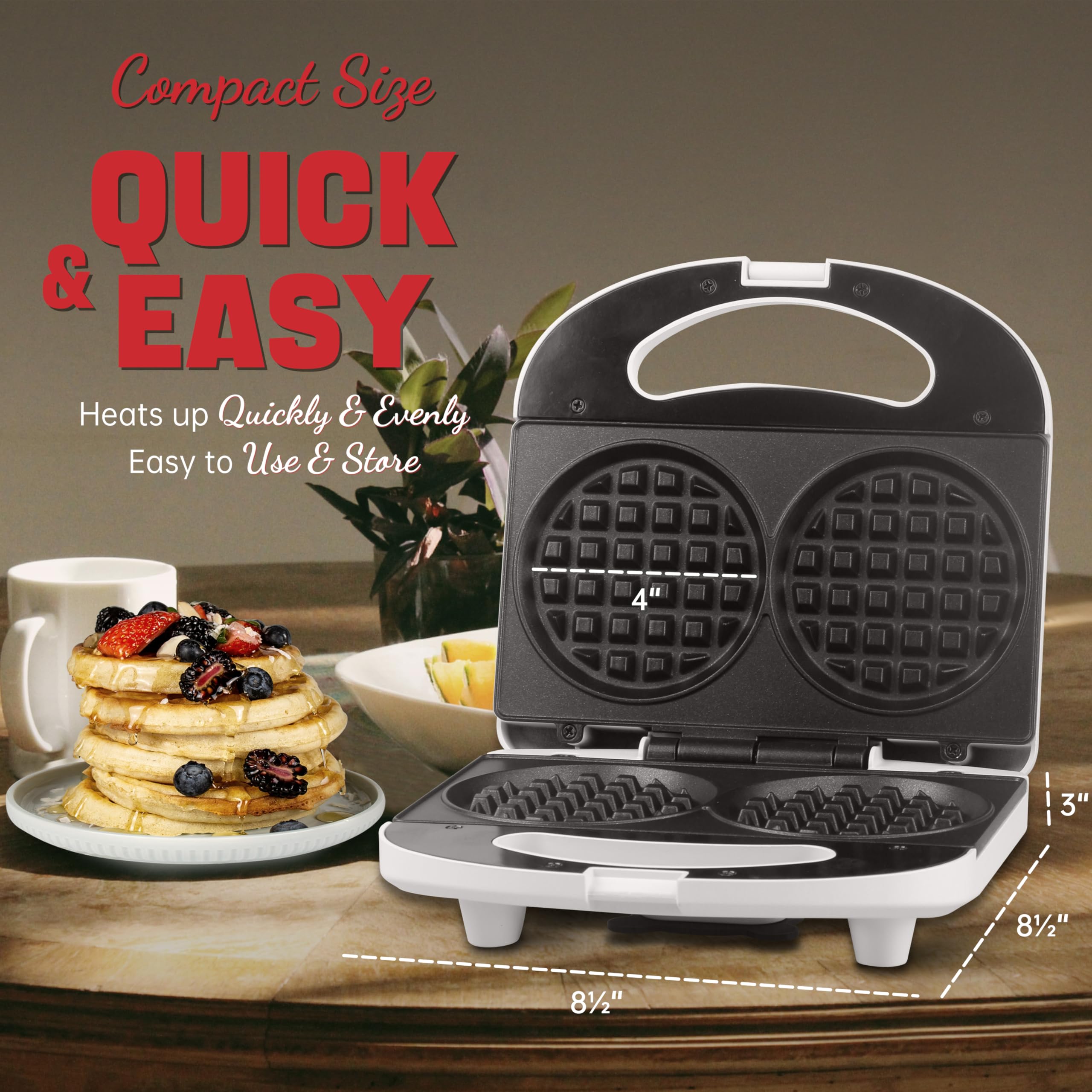 SugarWhisk doble mini gofrera ideal para desayunos en familia.
