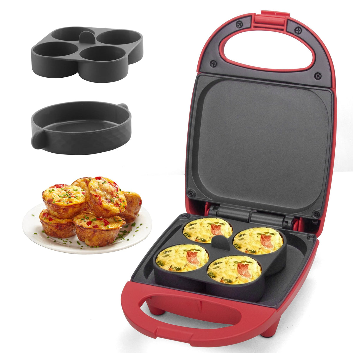 SugarWhisk cocedor de bocados de huevo con molde silicona 4x2 para desayunos rápidos